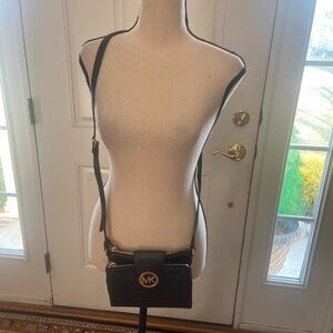 Michael Kors Black Leather Fulton Crossbody Bag